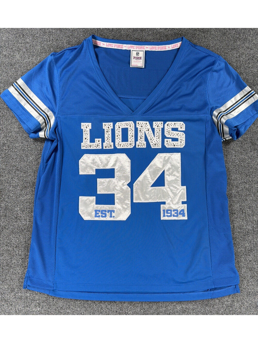 Victoria's Secret Pink NFL Rhinestone Detroit Lions Jersey-Size Large